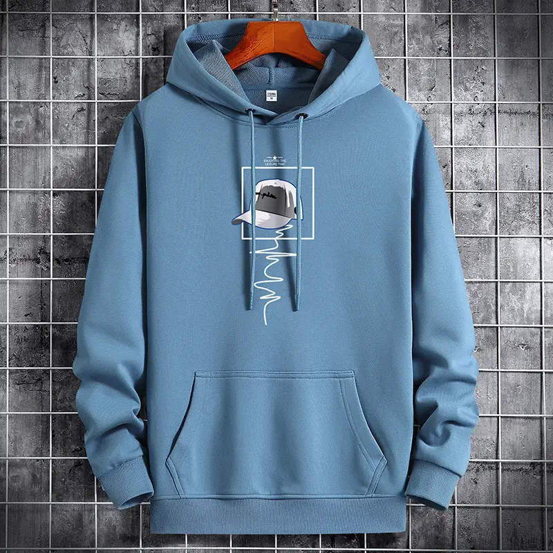 Men Black Printed Hoodie 2021 New Style - Image 5