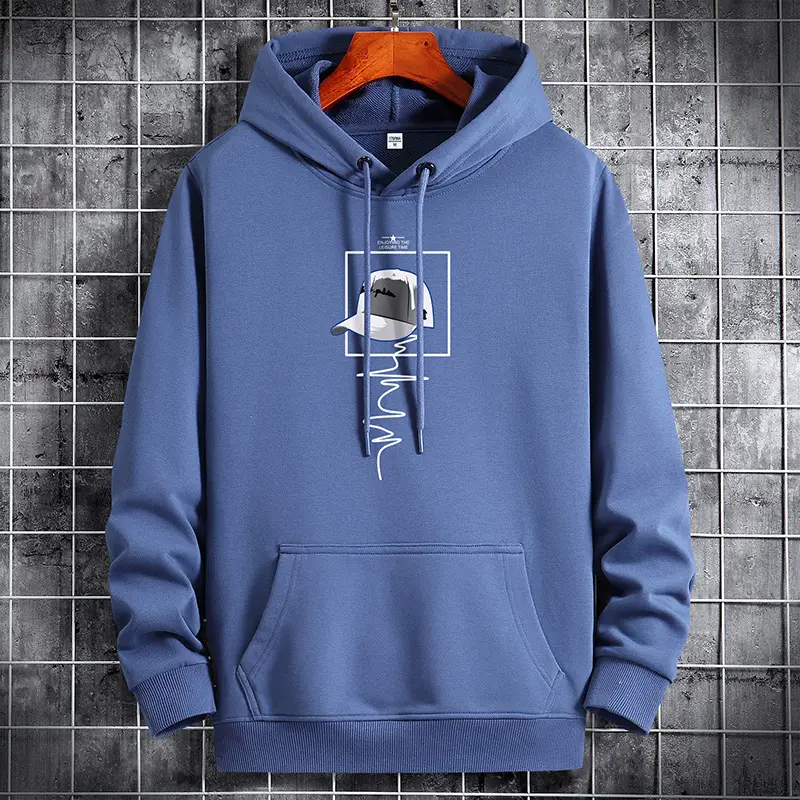 Men Black Printed Hoodie 2021 New Style - Image 6