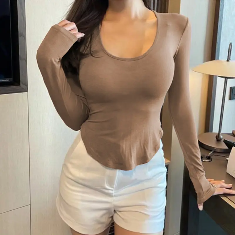 Women's Grey Sparkle Long Sleeve Top with Curved Hem - Image 18