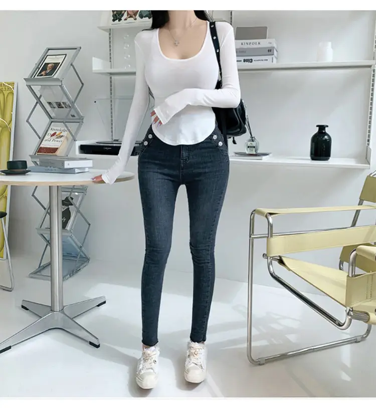 Women's Grey Sparkle Long Sleeve Top with Curved Hem — feature 27