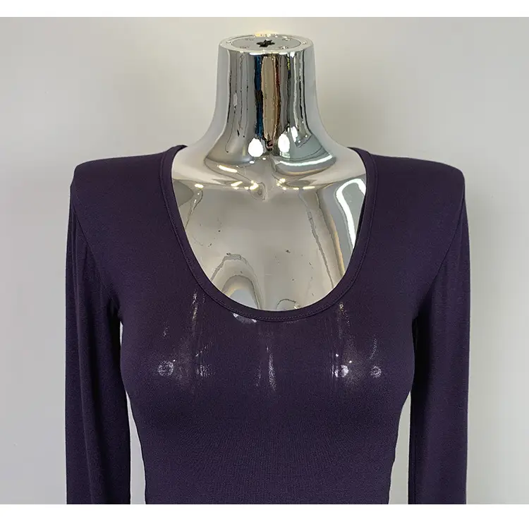 Women's Grey Sparkle Long Sleeve Top with Curved Hem — feature 40
