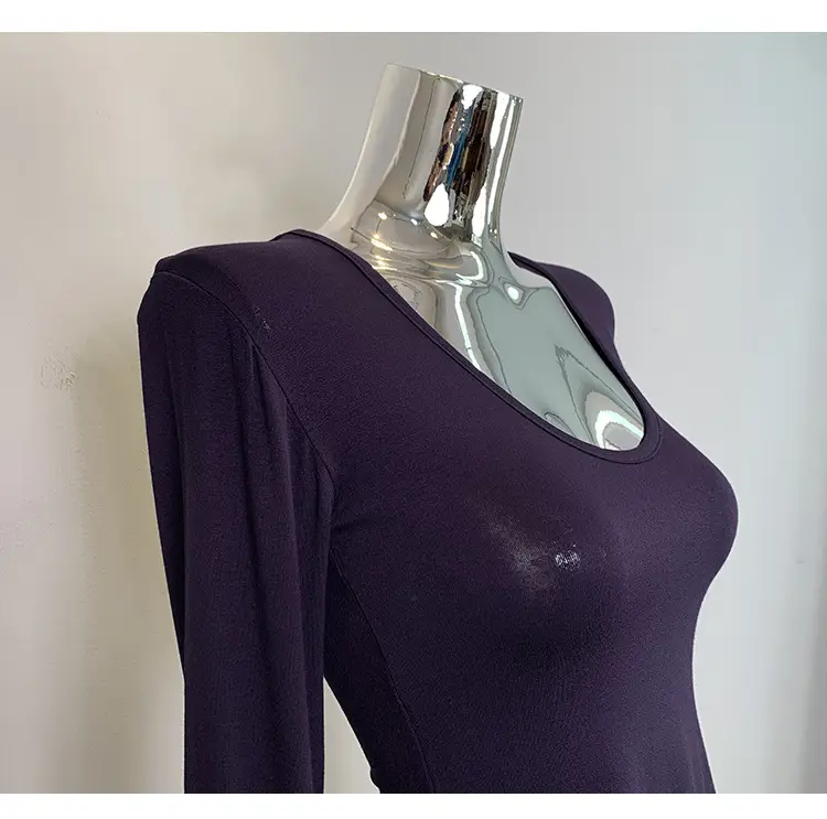 Women's Grey Sparkle Long Sleeve Top with Curved Hem — feature 41