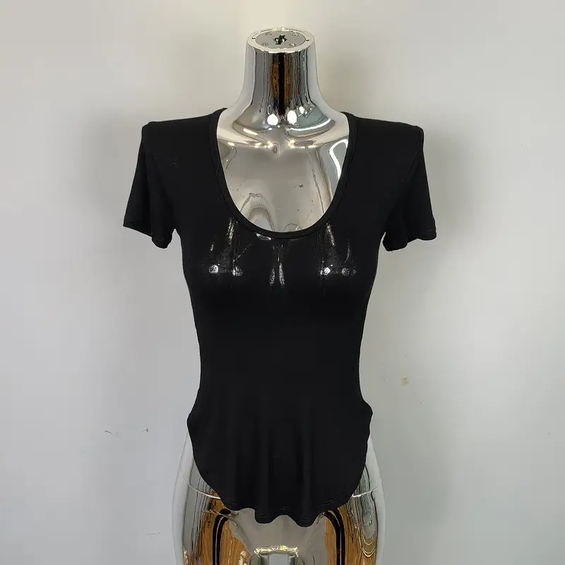Women's Grey Sparkle Long Sleeve Top with Curved Hem - Image 5