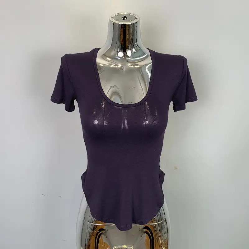 Women's Grey Sparkle Long Sleeve Top with Curved Hem - Image 10