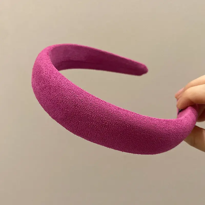 Plush Headband Korean Dongdaemun Spongy Pink Wide Fit - Image 3