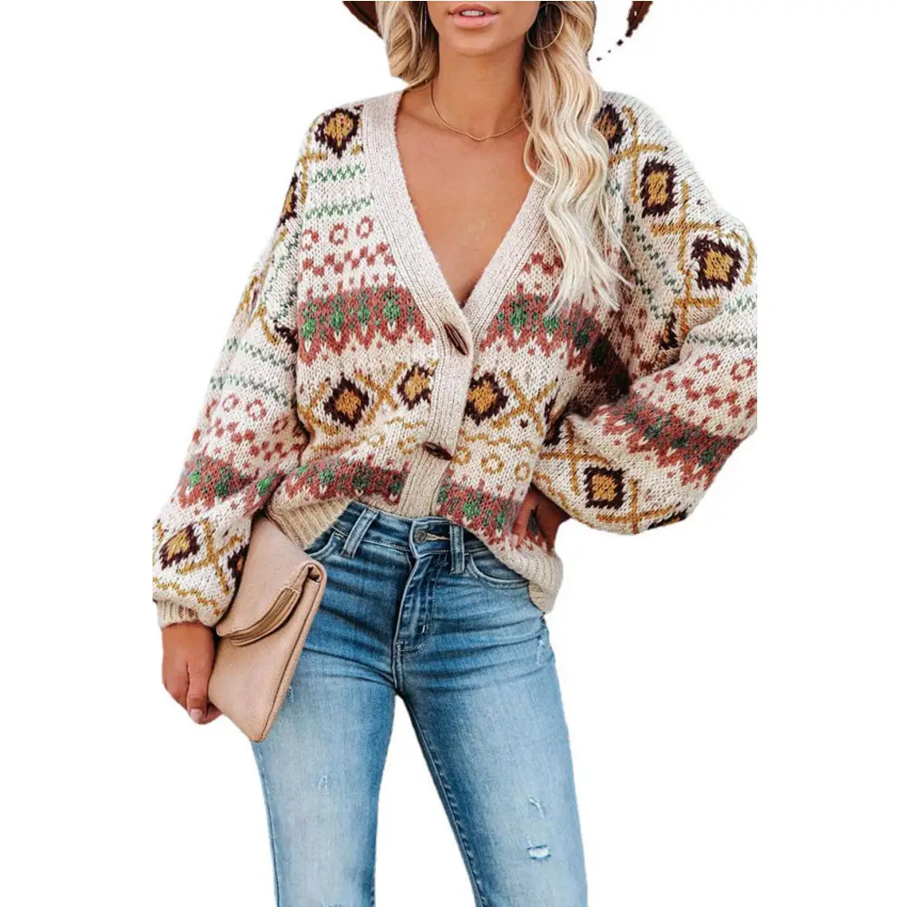 Women's V-Neck Knitted Cardigan Sweater Coat Winter New - Image 3