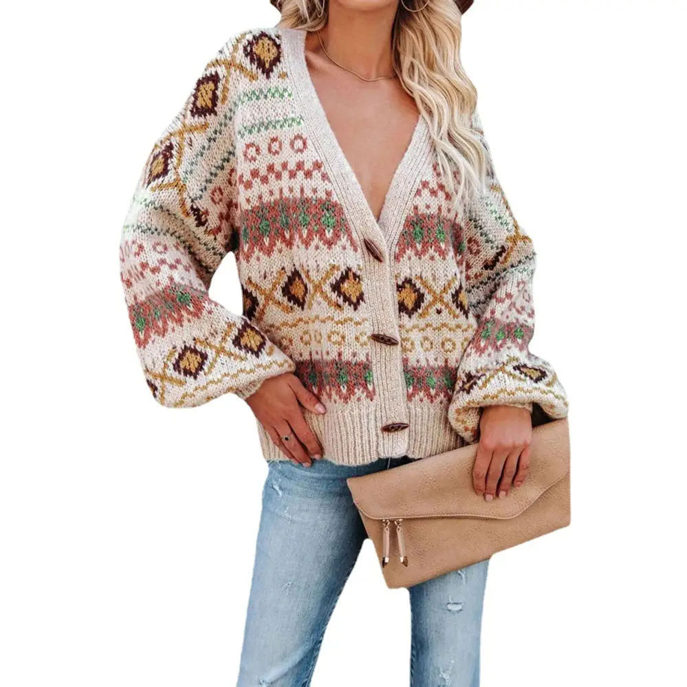 Women's V-Neck Knitted Cardigan Sweater Coat Winter New - Image 6