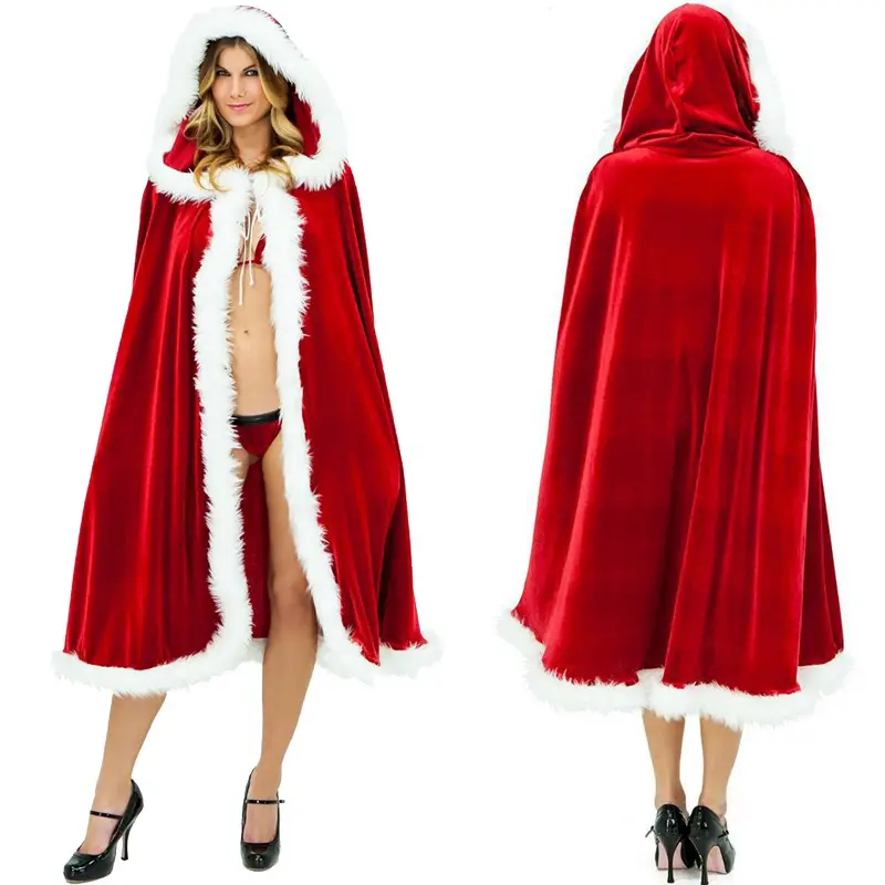 Red Hooded Christmas Cloak for Kids & Adults - Image 2