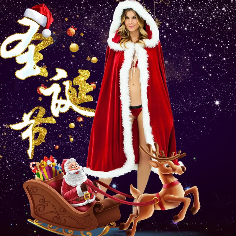 Red Hooded Christmas Cloak for Kids & Adults - Image 3