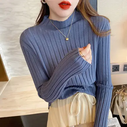 2025 Knitted Turtle Collar Shirt Tops for Women — feature 2