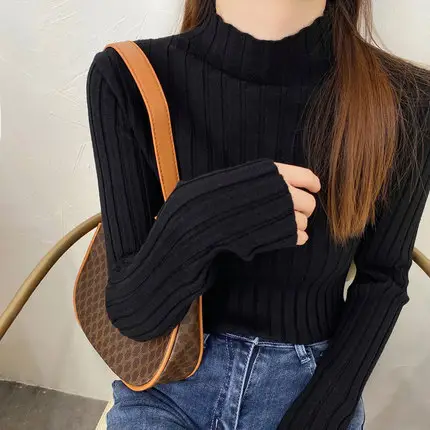 2025 Knitted Turtle Collar Shirt Tops for Women — feature 3