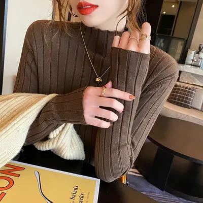 2025 Knitted Turtle Collar Shirt Tops for Women - Image 12