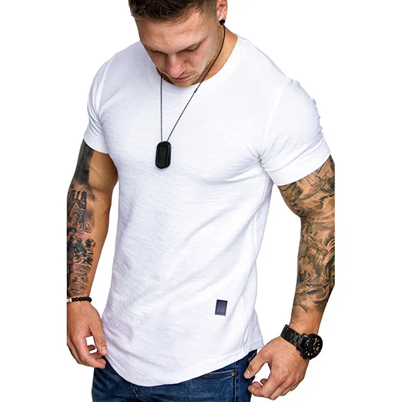 Men's White Bamboo Cotton Round Neck T-Shirt - Image 7