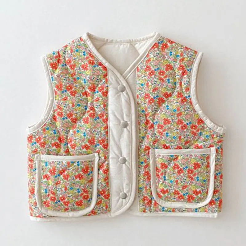 Korean Style Baby Vest Cotton Floral Winter Wear - Image 3