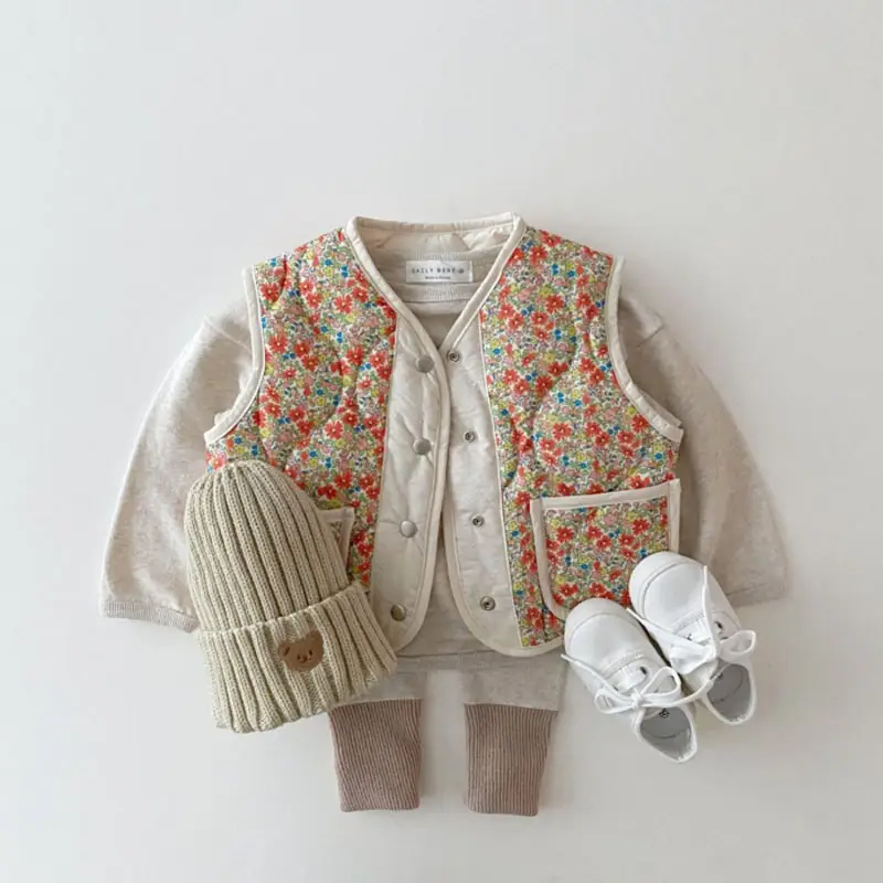 Korean Style Baby Vest Cotton Floral Winter Wear - Image 4