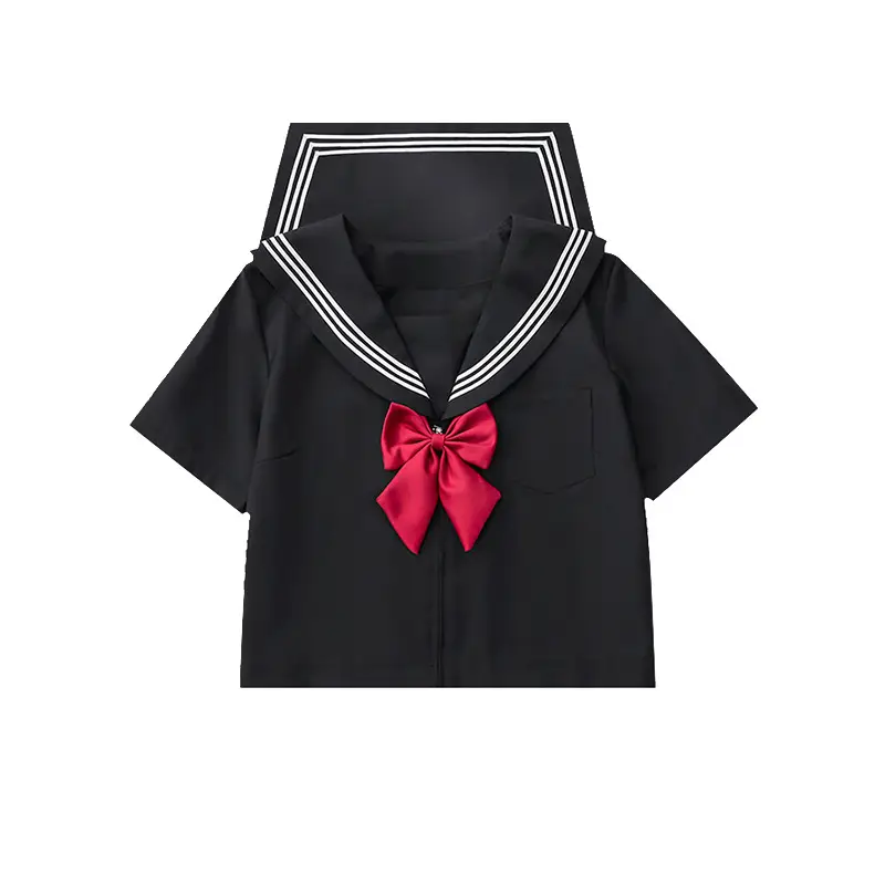 Black Sailor Shirt & Skirt Set with Bow
