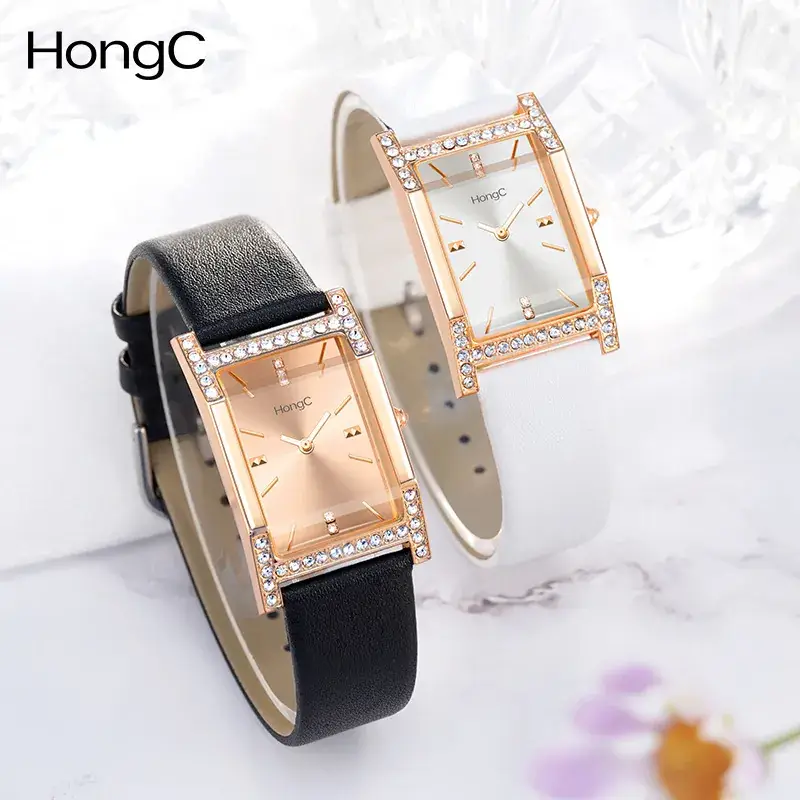 Women's Green Square Watch with Rose Gold Frame - Image 12