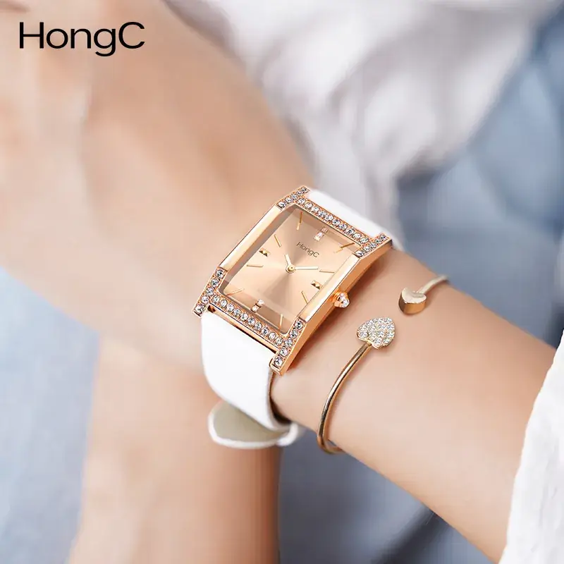 Women's Green Square Watch with Rose Gold Frame - Image 13