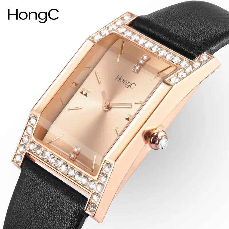Women's Green Square Watch with Rose Gold Frame - Image 15