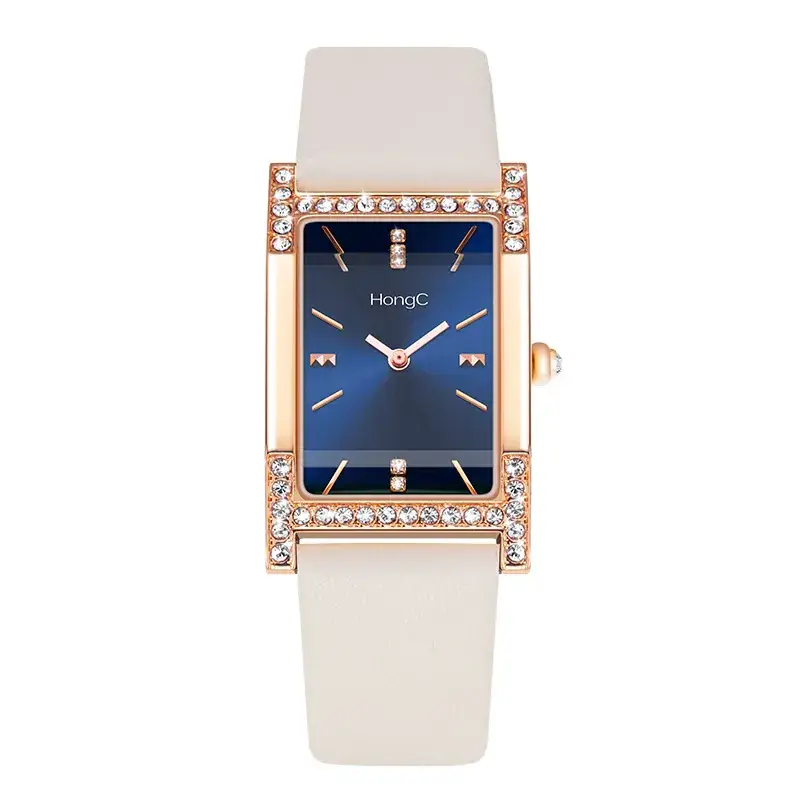 Women's Green Square Watch with Rose Gold Frame - Image 10