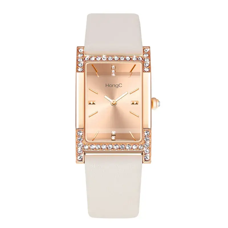 Women's Green Square Watch with Rose Gold Frame - Image 2