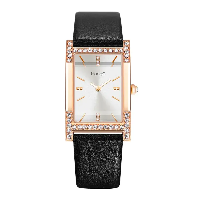 Women's Green Square Watch with Rose Gold Frame - Image 3