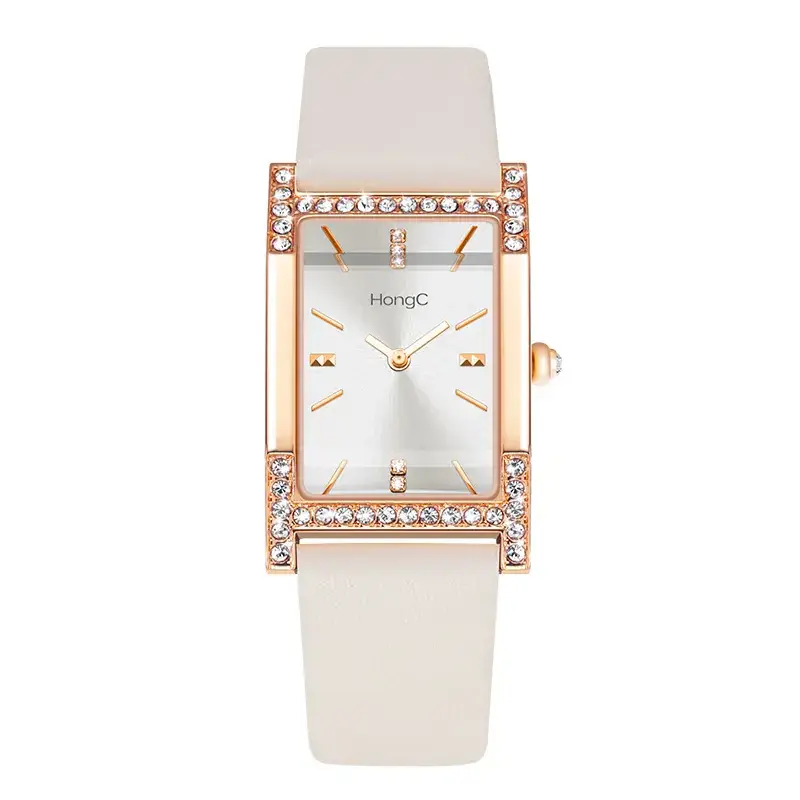 Women's Green Square Watch with Rose Gold Frame - Image 4