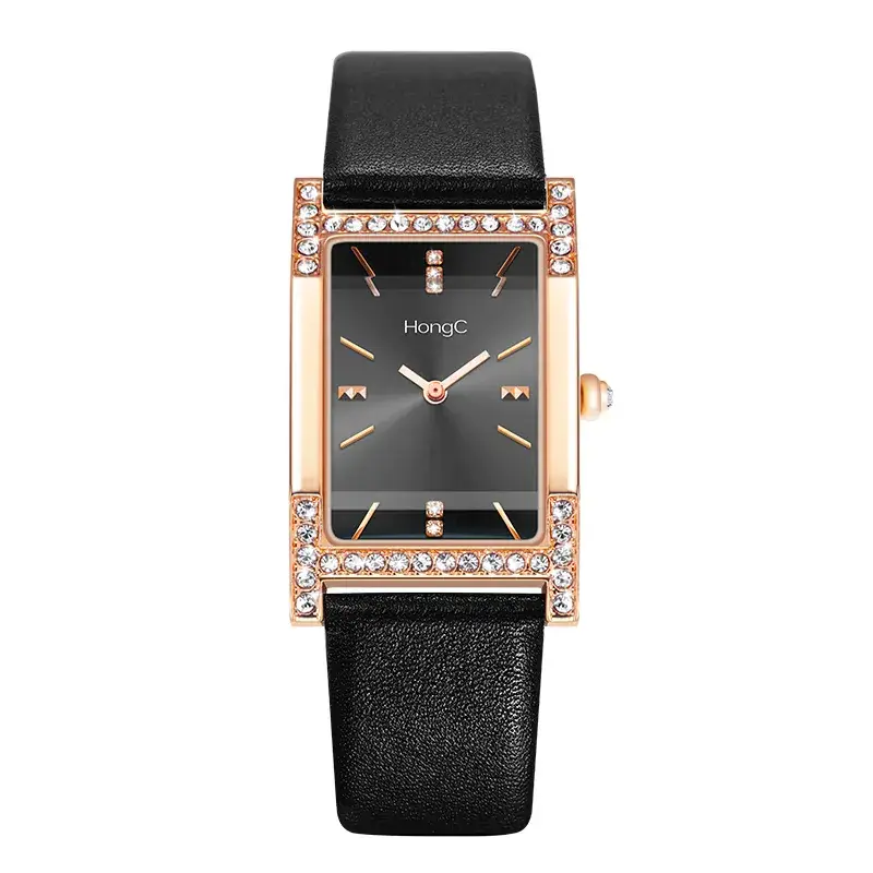 Women's Green Square Watch with Rose Gold Frame - Image 5
