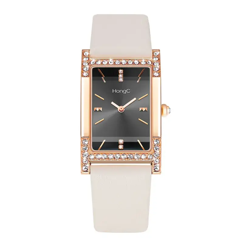 Women's Green Square Watch with Rose Gold Frame - Image 6