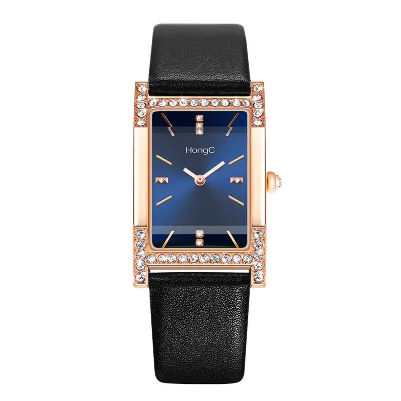 Women's Green Square Watch with Rose Gold Frame - Image 9