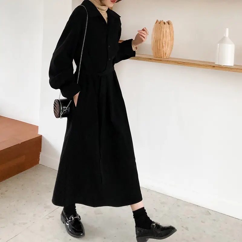 Black Long Dress Women's Retro French Style Small - Image 3