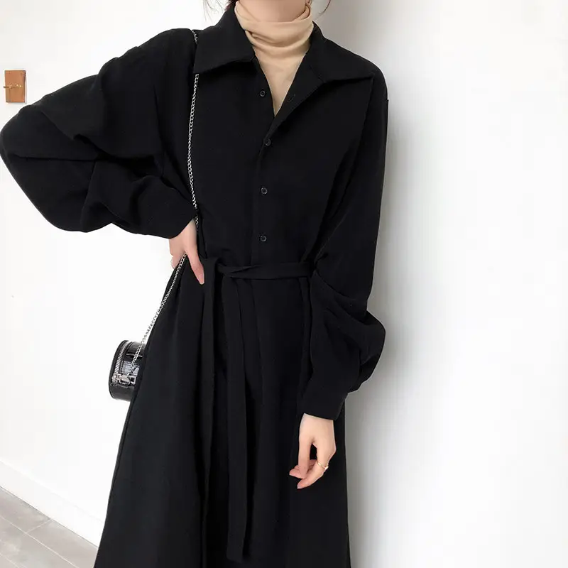 Black Long Dress Women's Retro French Style Small - Image 4