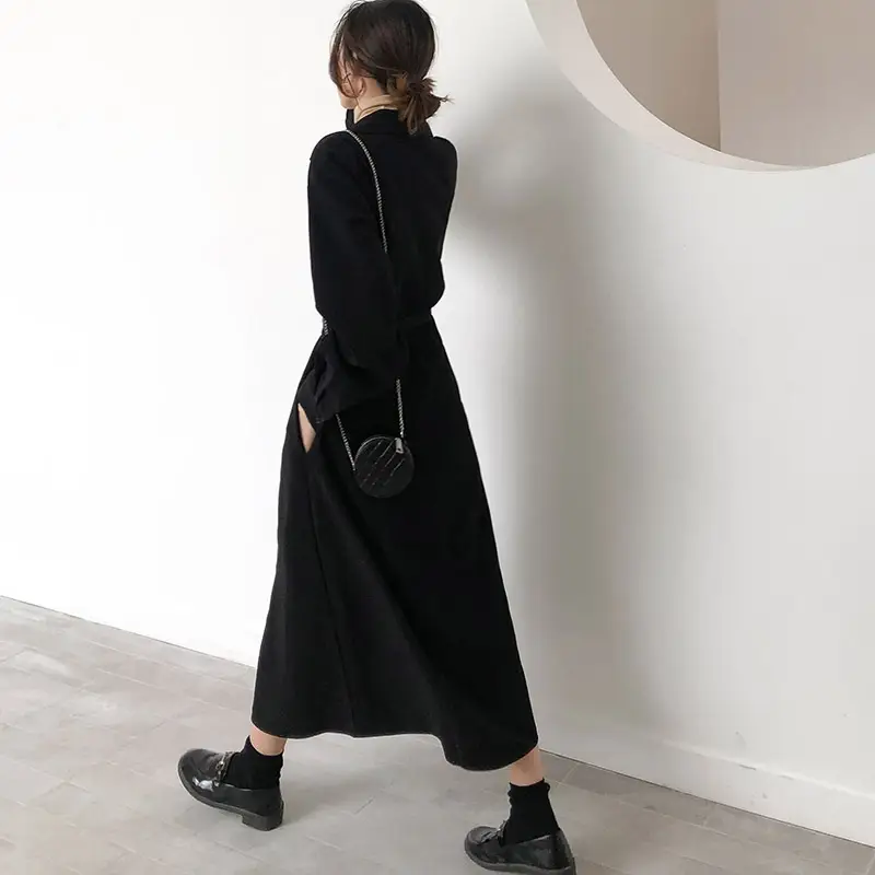 Black Long Dress Women's Retro French Style Small - Image 5