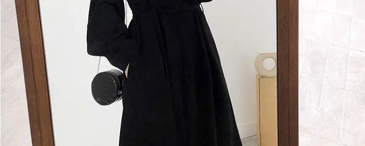 Black Long Dress Women's Retro French Style Small — feature 11