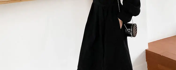 Black Long Dress Women's Retro French Style Small — feature 13