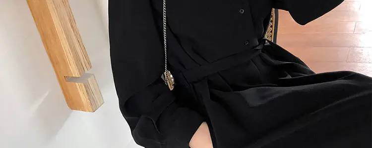 Black Long Dress Women's Retro French Style Small — feature 21