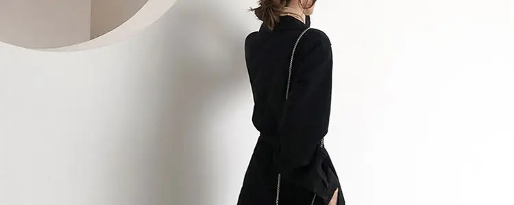 Black Long Dress Women's Retro French Style Small — feature 23