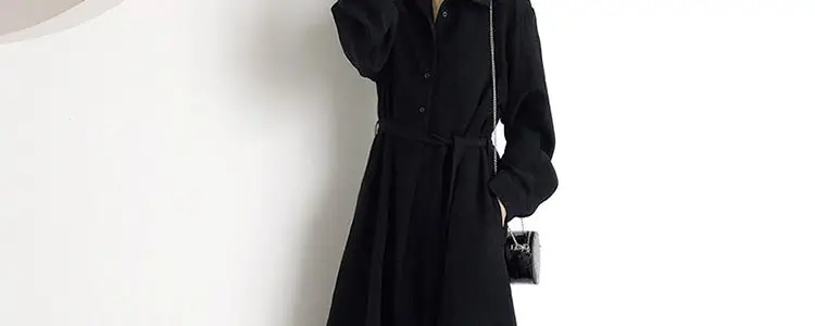Black Long Dress Women's Retro French Style Small — feature 5