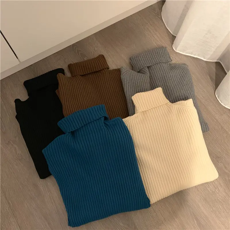 Women 2023 Turtleneck Sweater Blue Slim Fit - Image 10