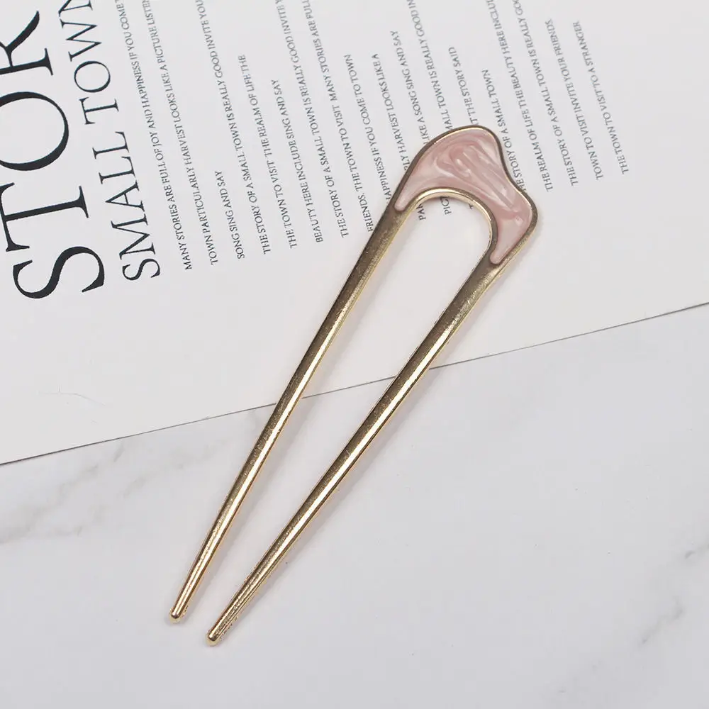 U-Shaped Metal Hairpin with Blue Shell Cap — feature 10