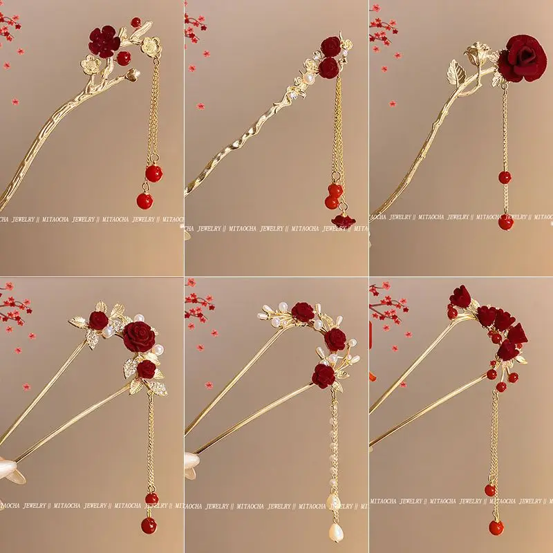U-Shaped Metal Hairpin with Blue Shell Cap — feature 5