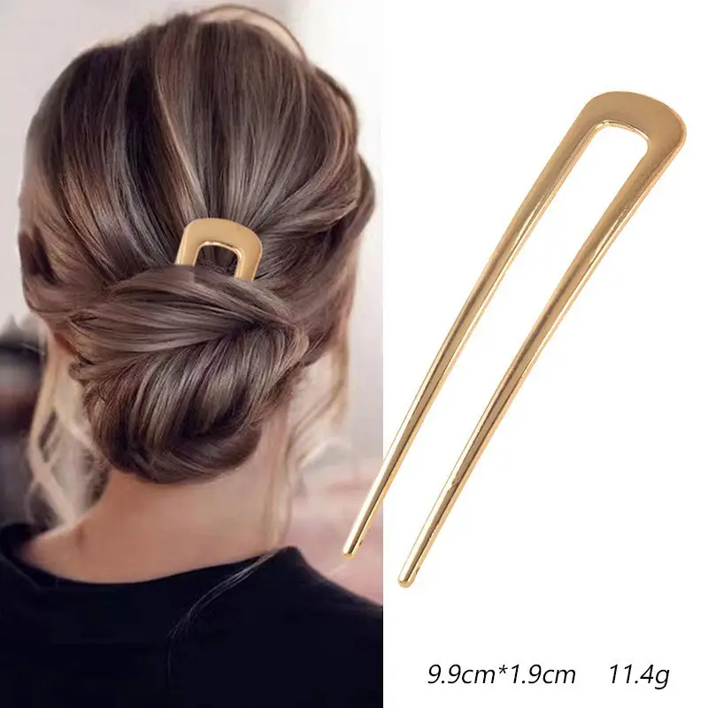 U-Shaped Metal Hairpin with Blue Shell Cap - Image 24