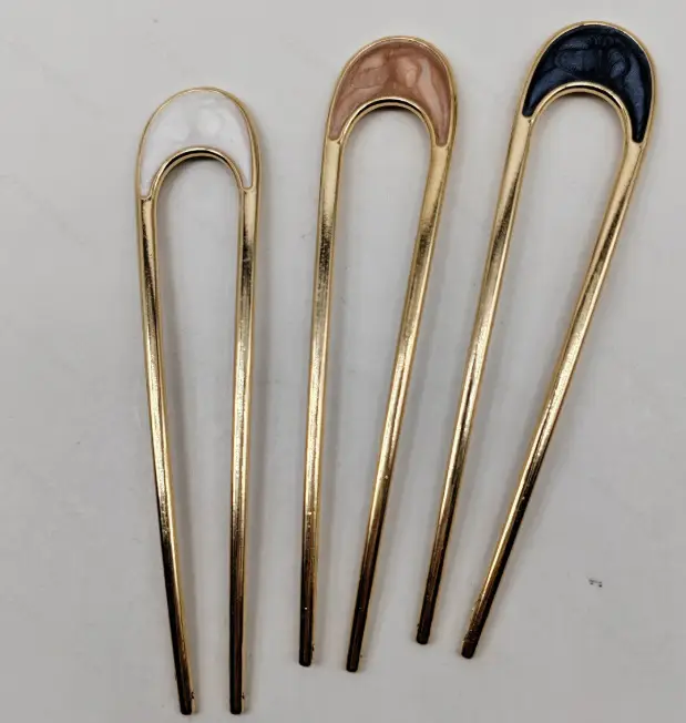 U-Shaped Metal Hairpin with Blue Shell Cap - Image 28