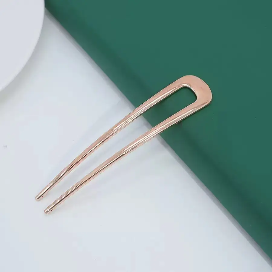 U-Shaped Metal Hairpin with Blue Shell Cap - Image 30