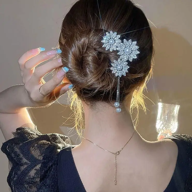 U-Shaped Metal Hairpin with Blue Shell Cap - Image 13