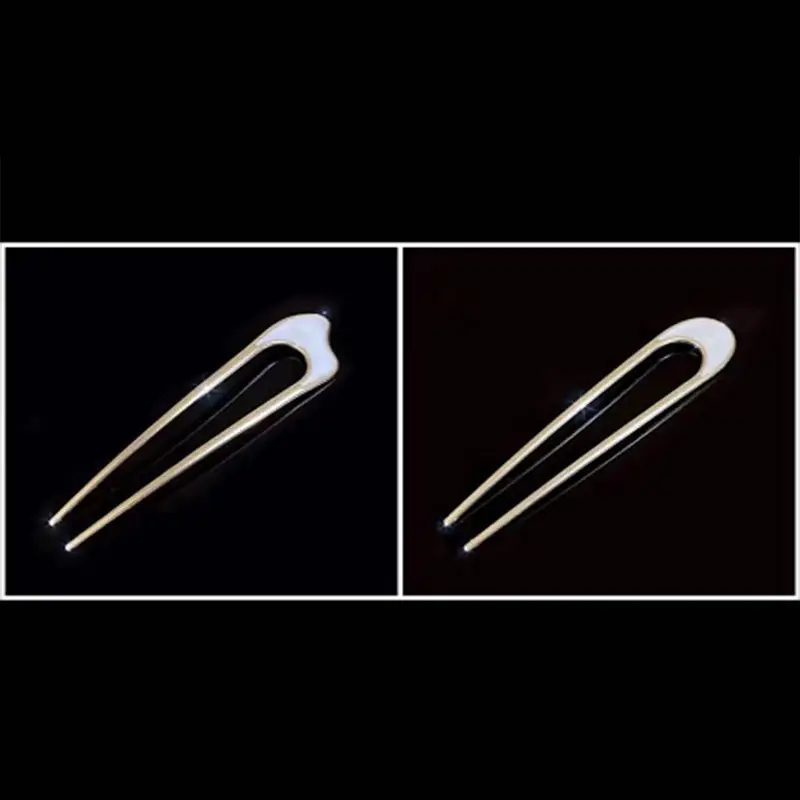 U-Shaped Metal Hairpin with Blue Shell Cap - Image 7
