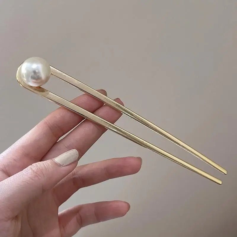 U-Shaped Metal Hairpin with Blue Shell Cap - Image 9