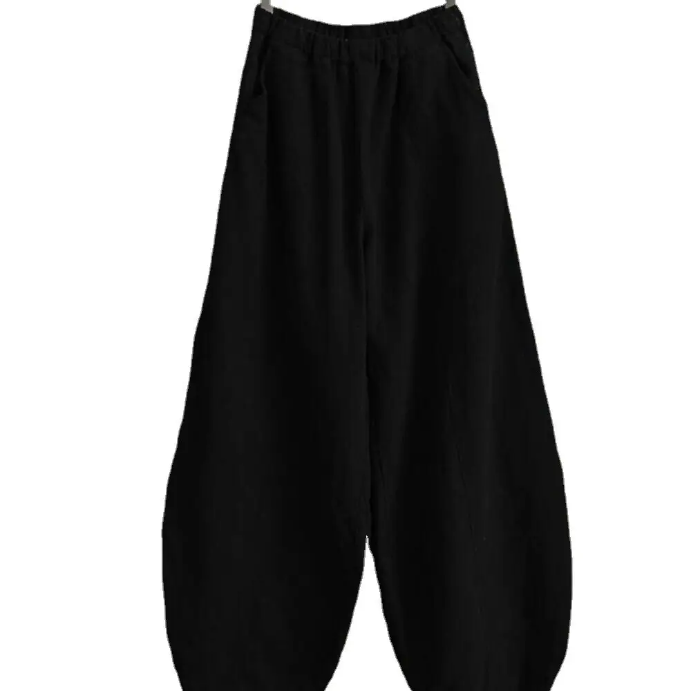 Women Cotton Linen Wide Leg Pants Large 2022 Spring Autumn - Image 12