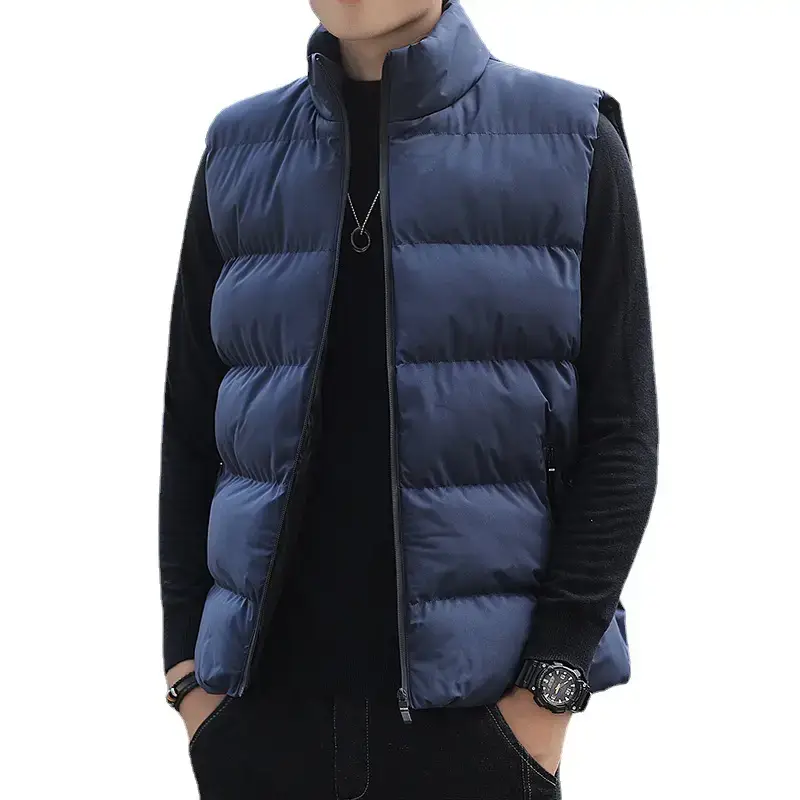 Men's Red Sleeveless Puffer Vest Winter Coat - Image 9