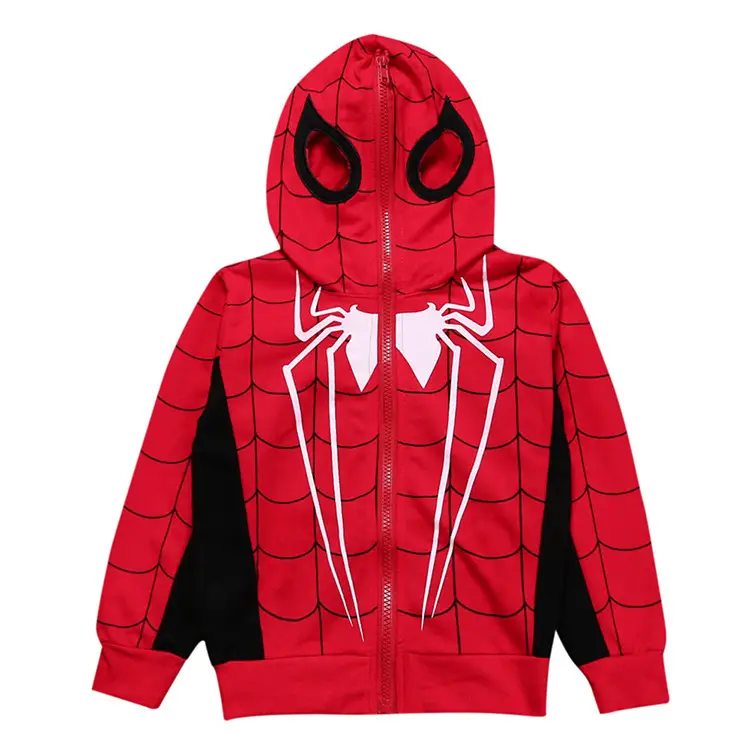 Spiderman Zipper Hoodie for Boys Red Black Large - Image 4